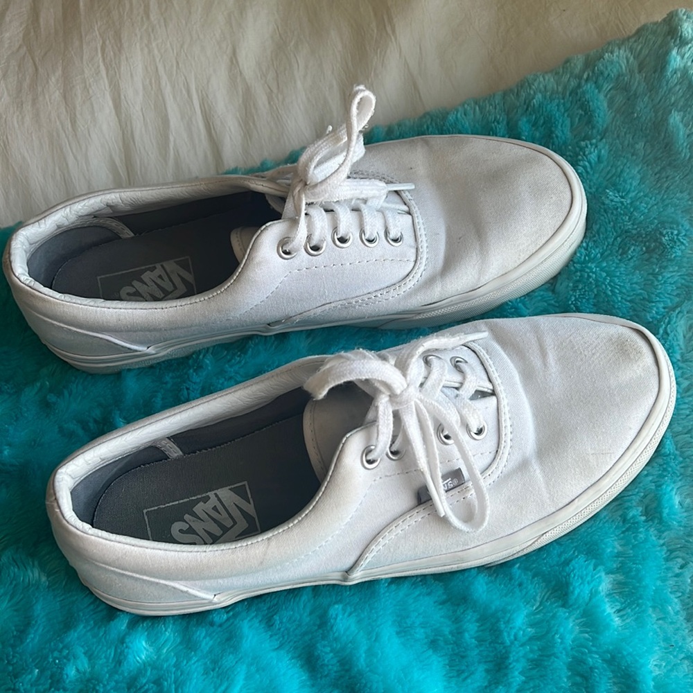 White vans. Barely worn. Size 10 but fits tight.